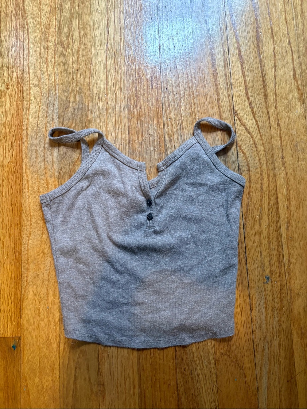 Bozzolo Taupe Ribbed Button-Front Tank